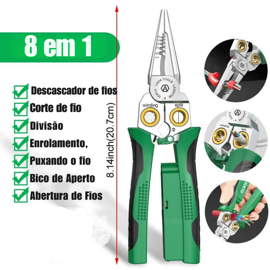8-in-1 Electrician's Pliers with Wire Stripper & Crimper