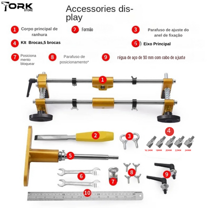 Door Lock Installation Jig - Aluminum, Fits 35-100mm Doors
