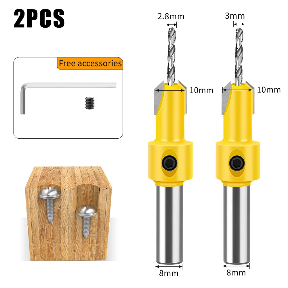 Woodworking Countersink Drill Bit – 8mm/12mm Alloy Step Drill
