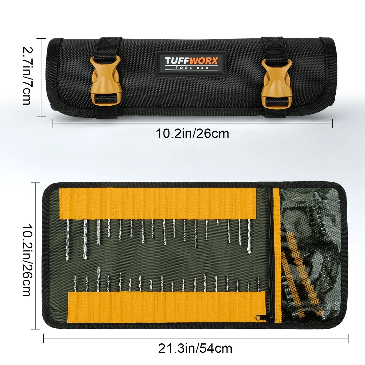 Roll-Up Tool Organizer Pouch - Drill Bits and Hand Tools