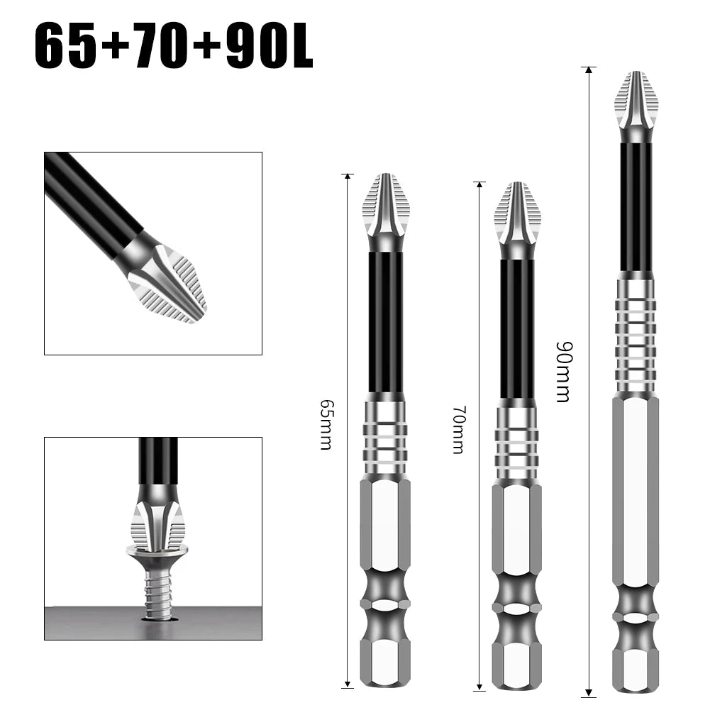 Non-Slip Magnetic Cross Head Screwdriver Bits - K5, 25-150mm Lengths