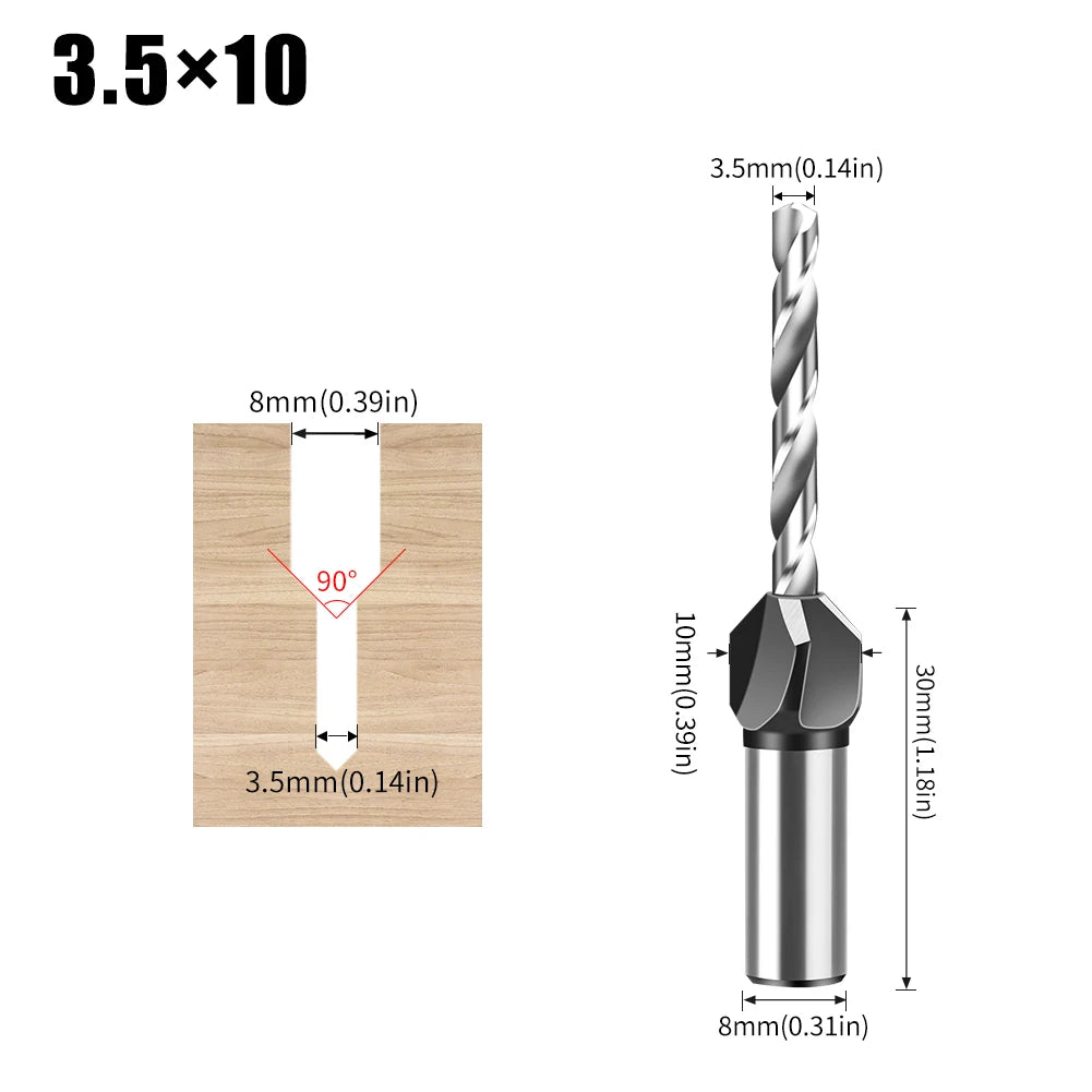 Adjustable Depth Countersink Drill Bit - 4-Edge Tungsten Steel, 2.8-4mm