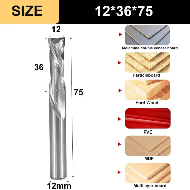 2-Flute Compression Router Bit - Up & Down Cut Carbide End Mill