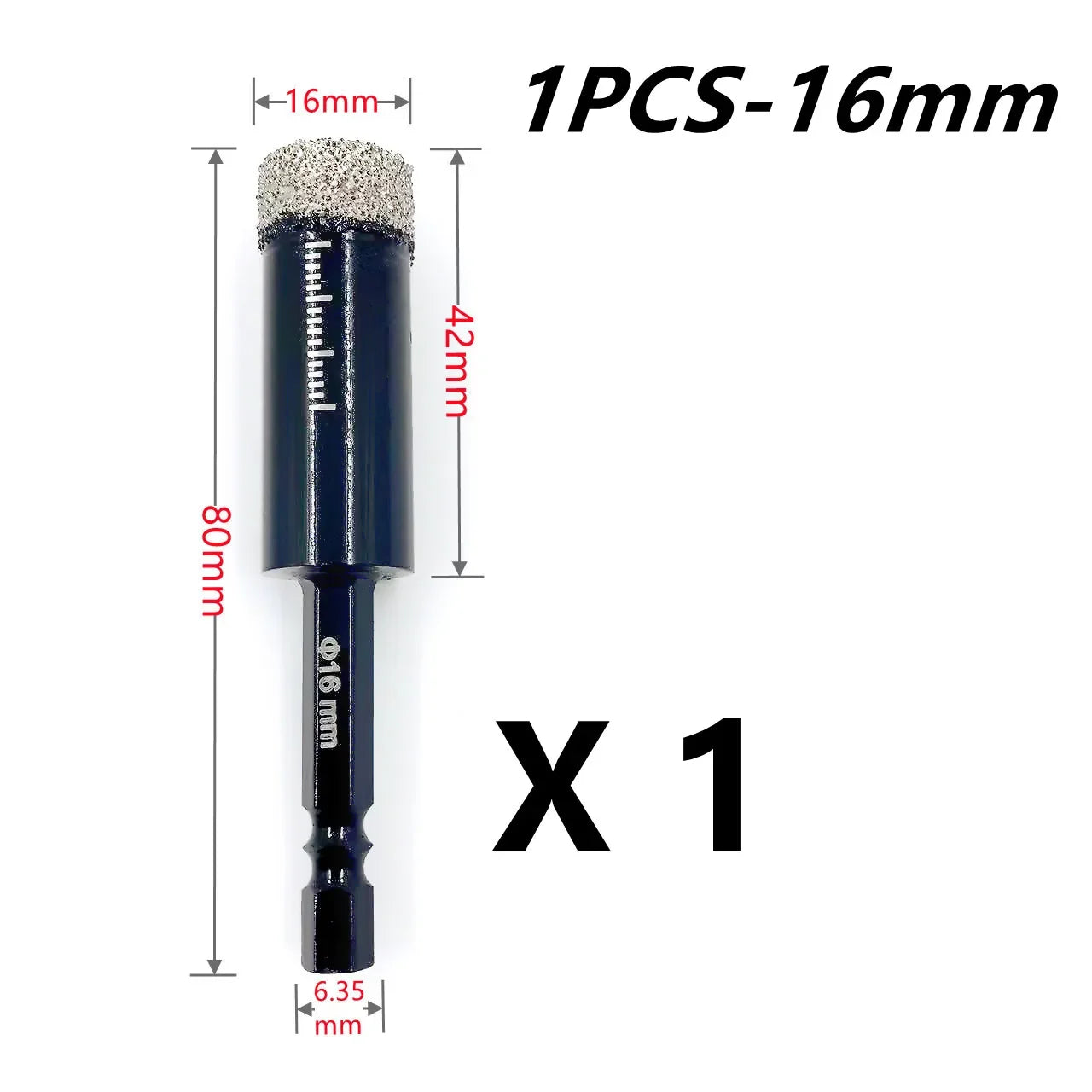 Diamond Drill Bit Hole Saw – 5-16mm Hex Shank, Dry Tile Drilling