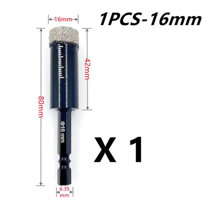 Diamond Drill Bit Hole Saw – 5-16mm Hex Shank, Dry Tile Drilling