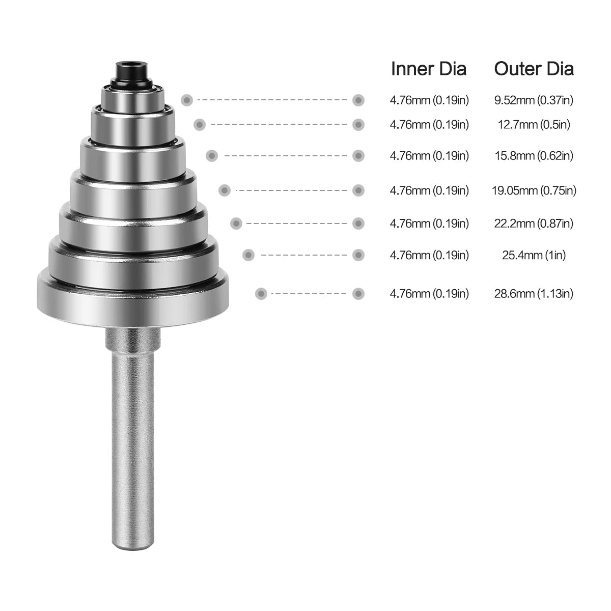 Top-mounted router bit guide bearing - view 3