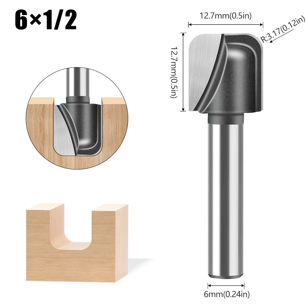 Round bottom double arc router bit with 6mm, 1/4in and 12mm shank - image 18 of 25