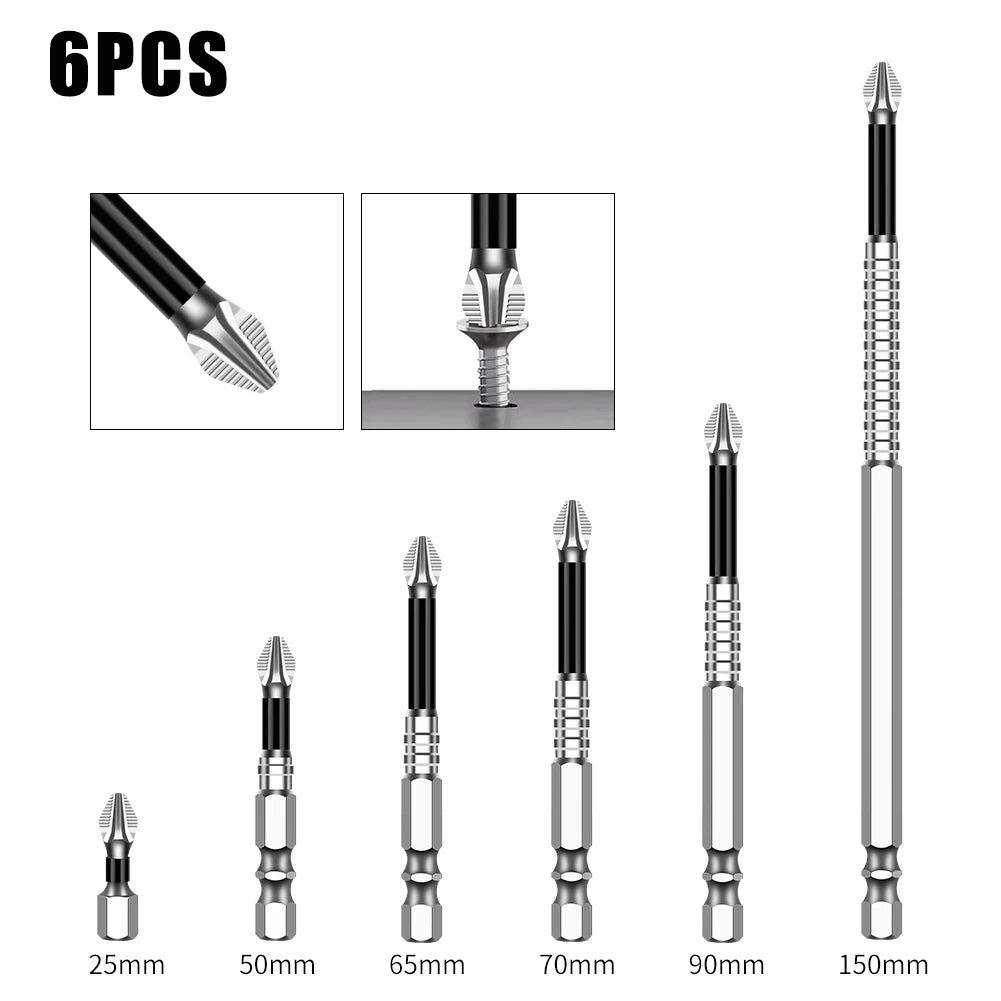Non-Slip Magnetic Cross Head Screwdriver Bits - K5, 25-150mm Lengths