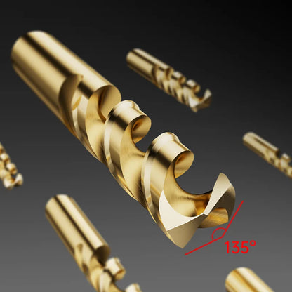 HUHAO 13-Piece Twist Drill Bit Set – HSS Titanium-Coated Metric Kit