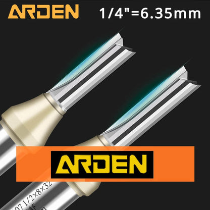 TCT straight end mill router bit, 1/4in shank