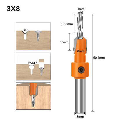 HSS Countersink Bit for Wood - 2.8-4mm, Single & 5-Piece Sets