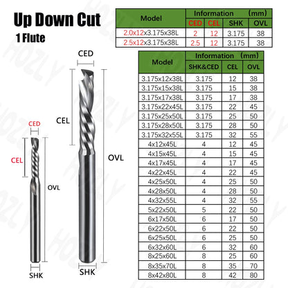 Up and down cut end mill for CNC routers - view 2