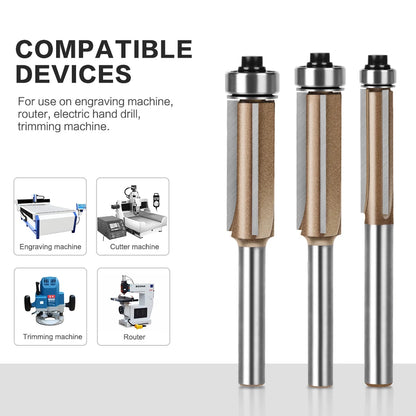 Flush Trim Router Bit – 6mm 3-Flute With Bearing