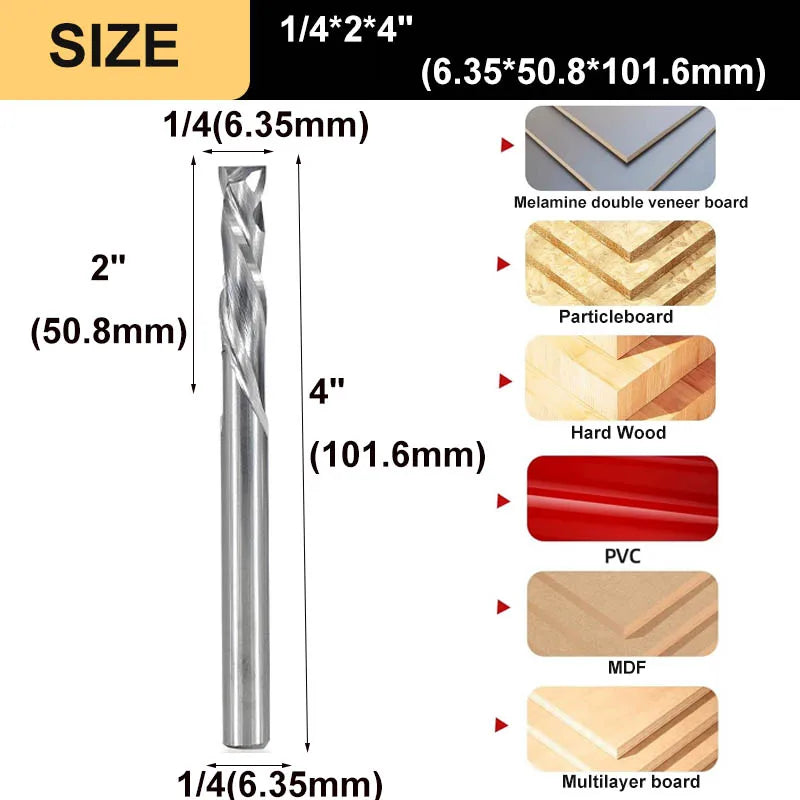 2-Flute Compression Router Bit - Up & Down Cut Carbide End Mill