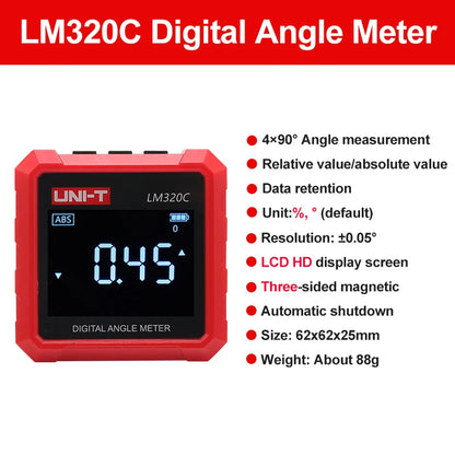 UNI-T Digital Angle Meter – Magnetic Inclinometer & Bevel Box