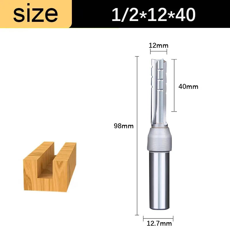 1/2in Shank 3-Flute Straight Router Bit - TCT Trimming & Slotting End Mill
