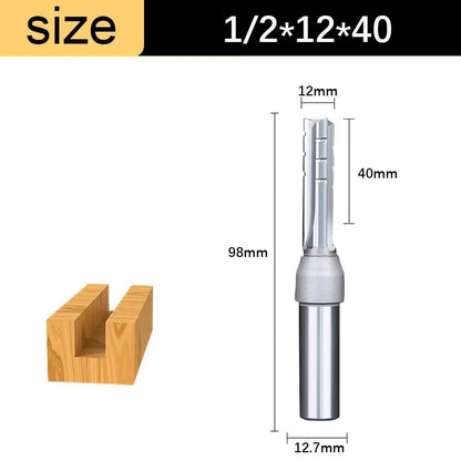 1/2in Shank 3-Flute Straight Router Bit - TCT Trimming & Slotting End Mill
