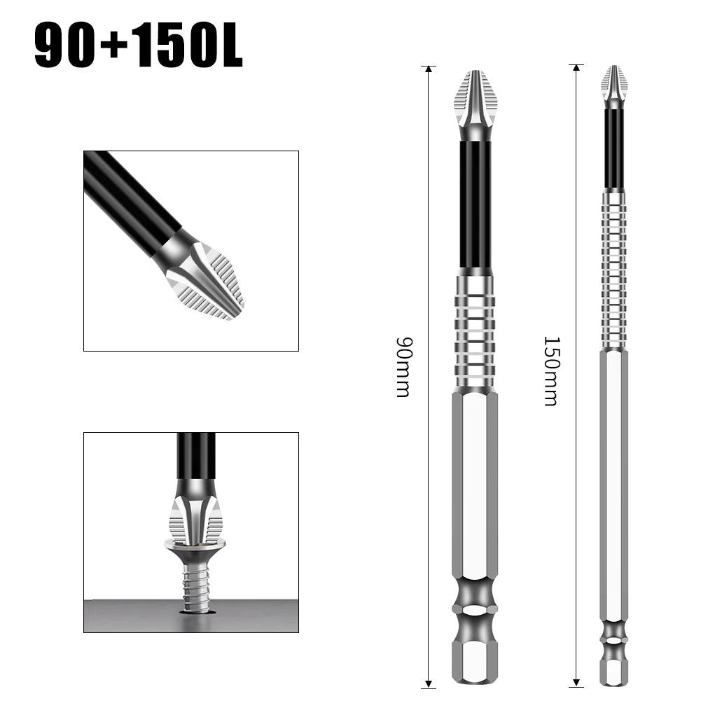 Non-Slip Magnetic Cross Head Screwdriver Bits - K5, 25-150mm Lengths