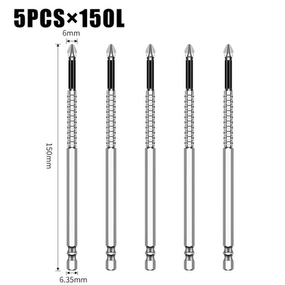 Non-Slip Magnetic Cross Head Screwdriver Bits - K5, 25-150mm Lengths