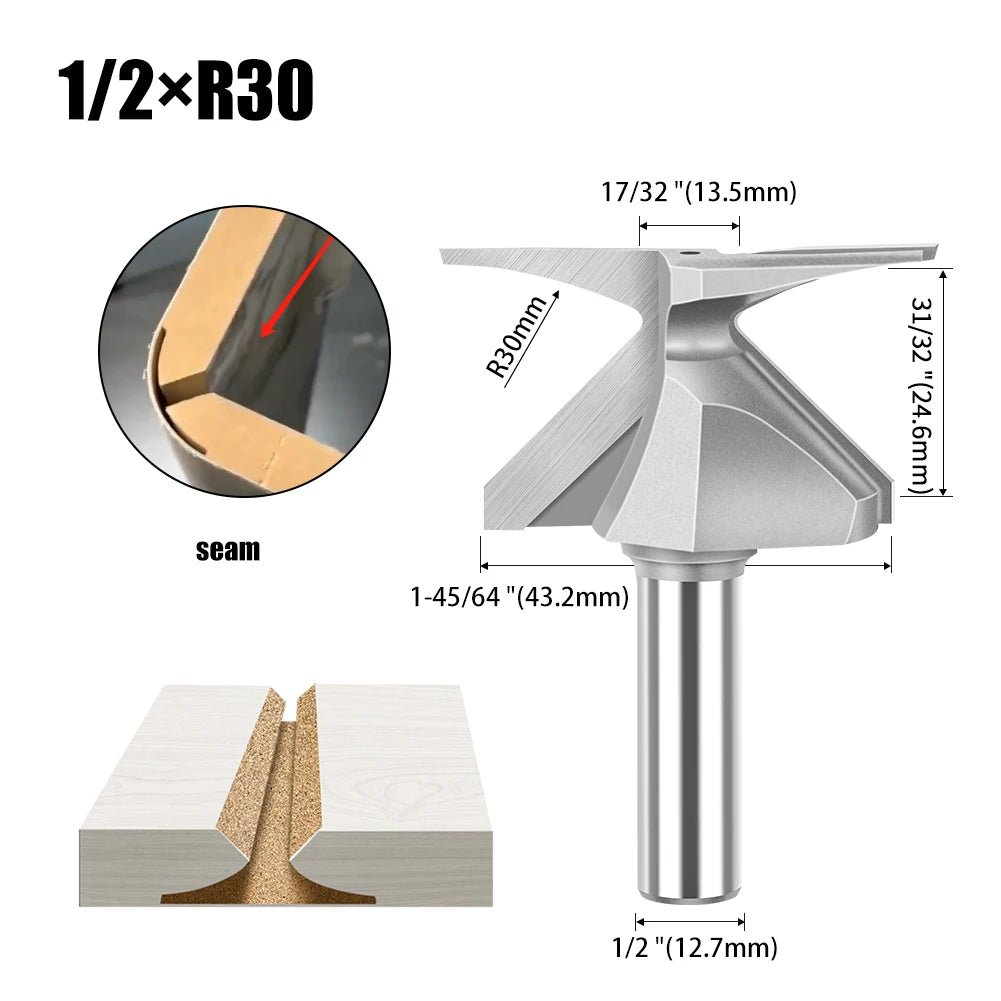 Arc Bending Router Bit - 1/2in & 12mm Shank Radius Cutter