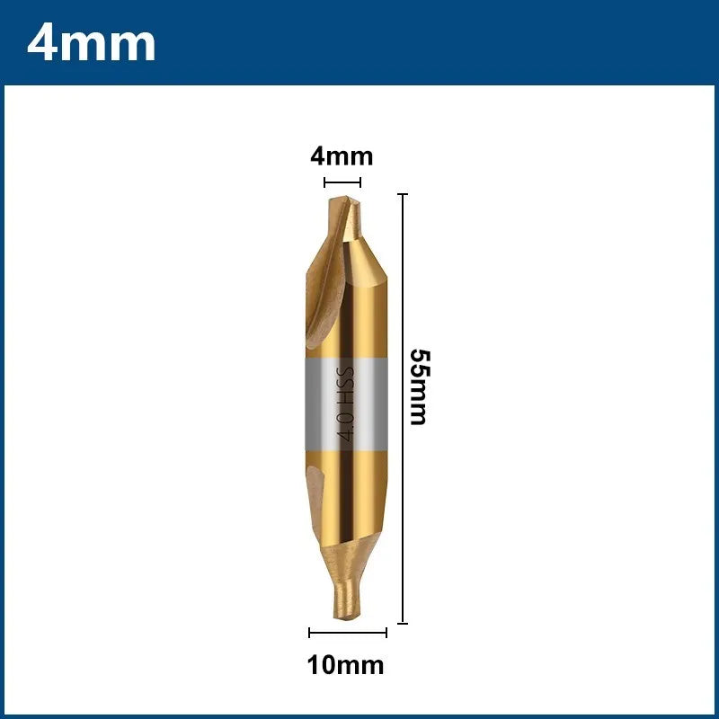 HSS Center Drill Bit - 60° Combined Countersink Spotting Drill, 1-6mm