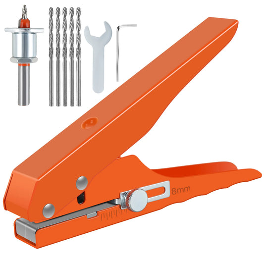 8mm Single Hole Punch Pliers Kit with 3mm Countersink Drill