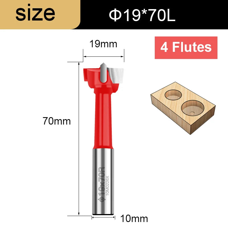 Gang Drill Bit for Wood - 10mm Shank, 70mm Long, Left & Right Rotation