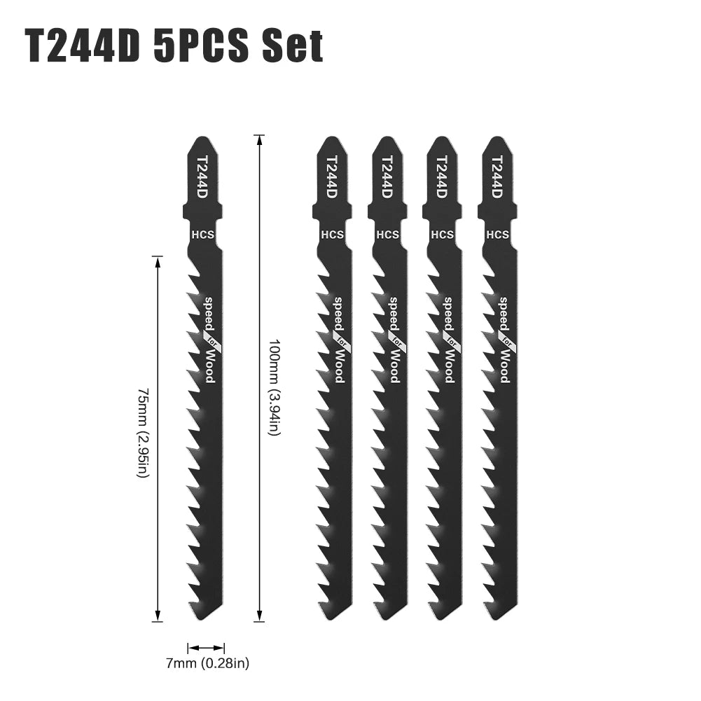T-Shank Jigsaw Blade Set - HCS Blades for Wood, Metal & Plastic