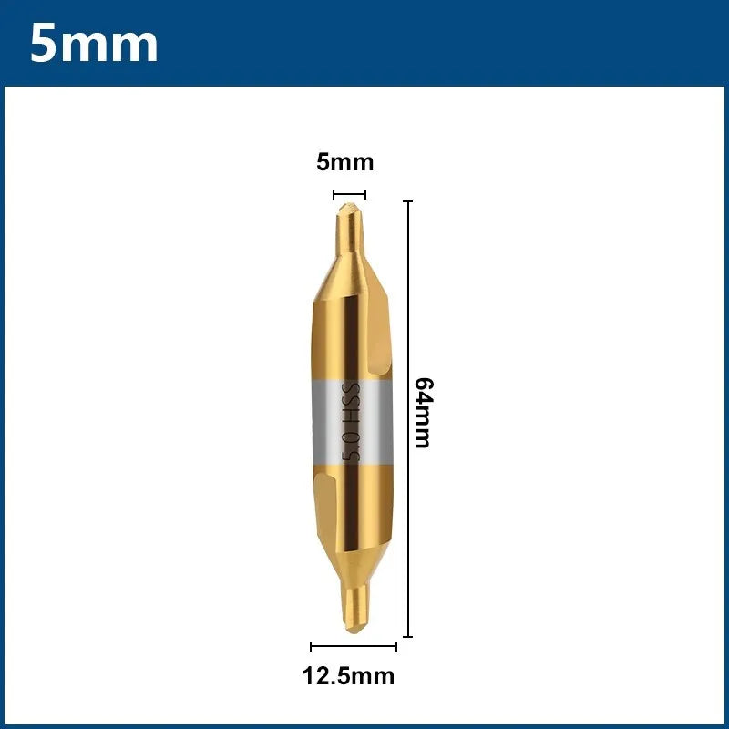 HSS Center Drill Bit - 60° Combined Countersink Spotting Drill, 1-6mm