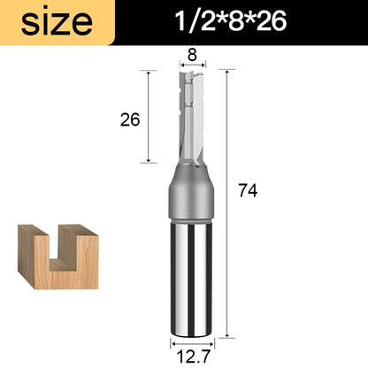 1/2in Shank 3-Flute Straight Router Bit - TCT Trimming & Slotting End Mill