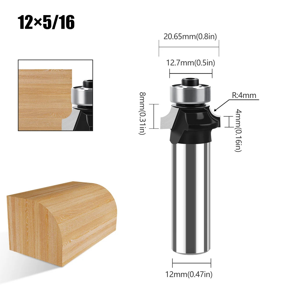 12mm shank round over router bit with bearing - image 10 of 27