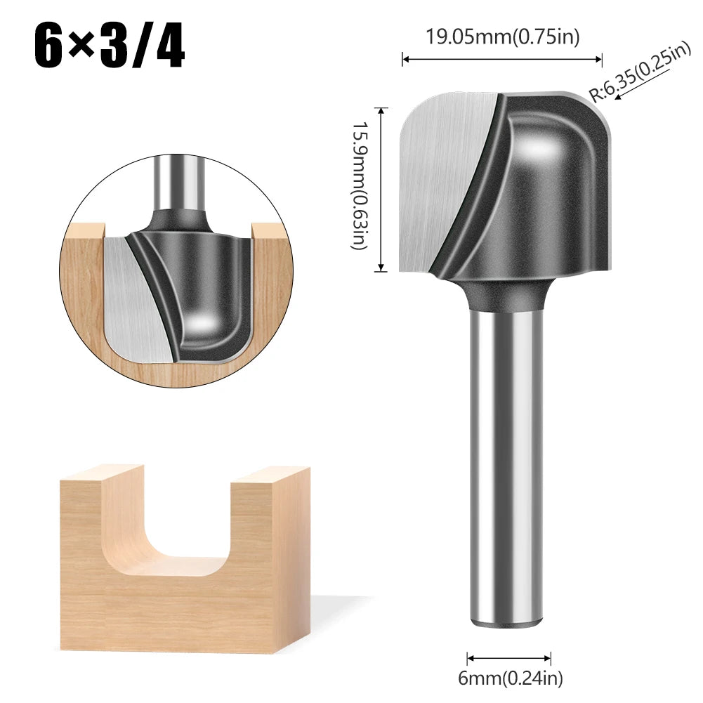 Round bottom double arc router bit with 6mm, 1/4in and 12mm shank - image 23 of 25