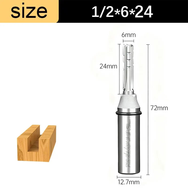 1/2in Shank 3-Flute Straight Router Bit - TCT Trimming & Slotting End Mill