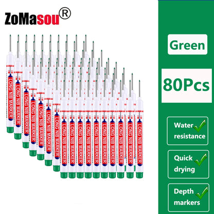 Waterproof Deep-Hole Marker Pens – 20mm Long Head, Carpenter Set