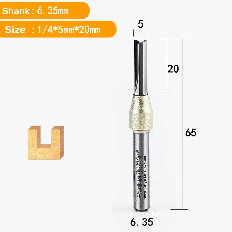 TCT Straight End Mill Router Bit - 1/4in Shank