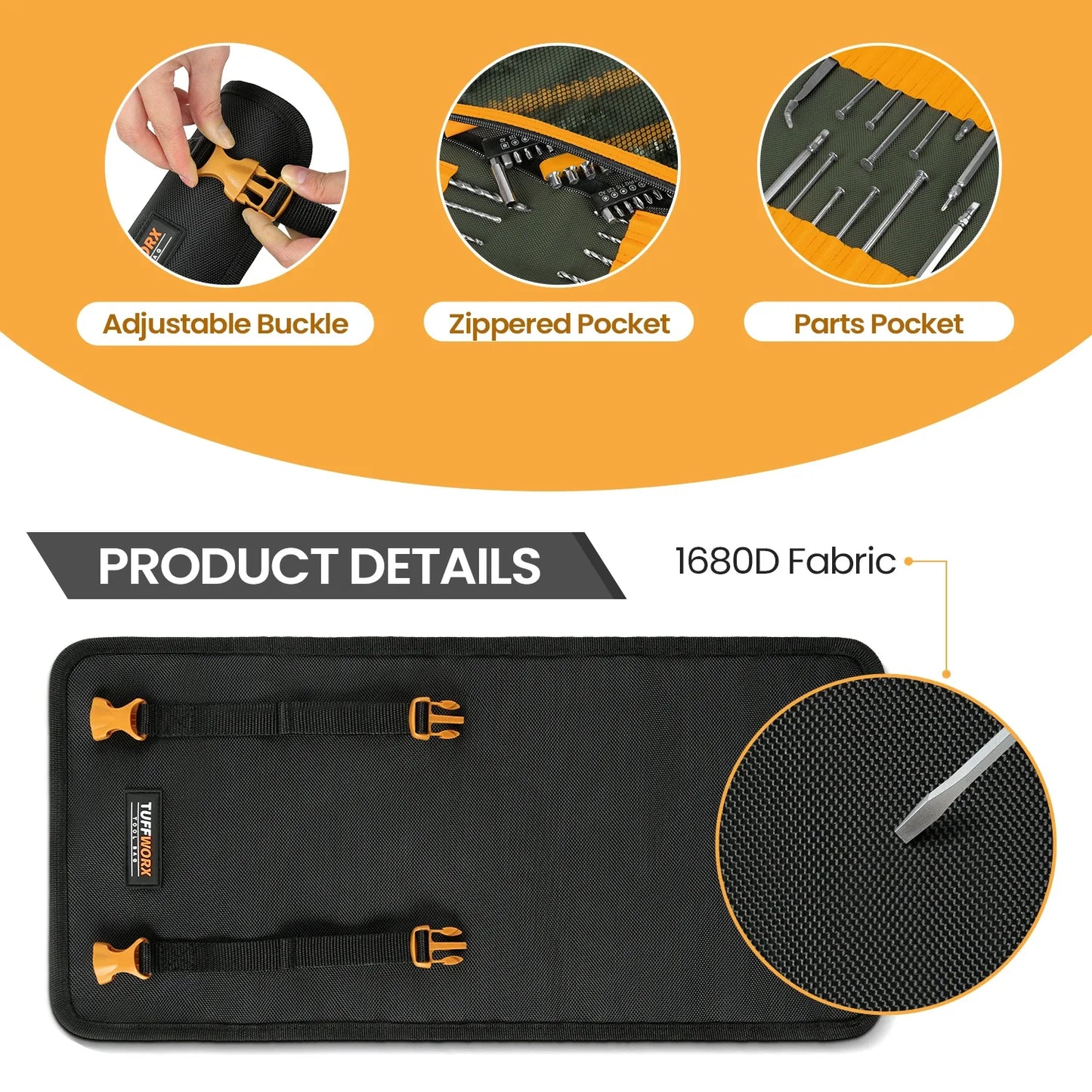 Roll-Up Tool Organizer Pouch - Drill Bits and Hand Tools