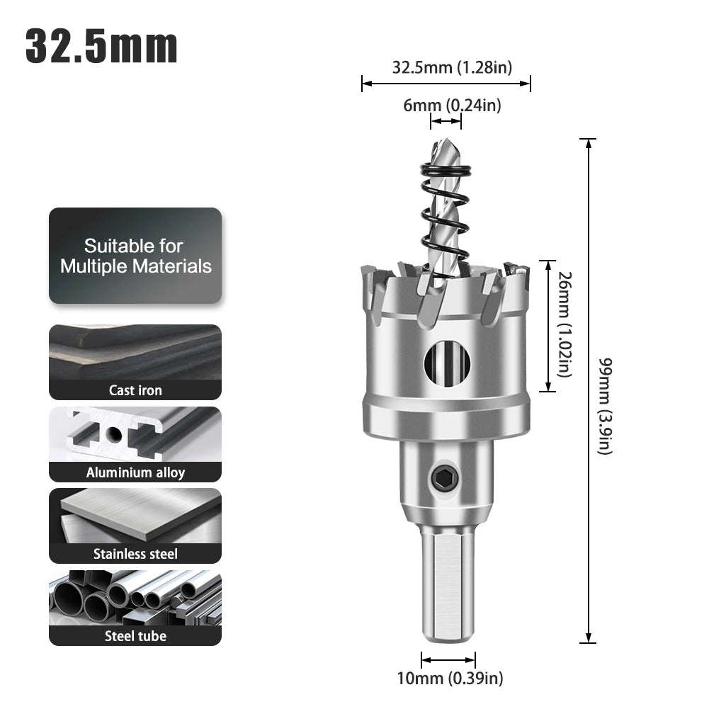 TCT Carbide Hole Saw - 12-70mm Single Cutter for Stainless Steel & Metal