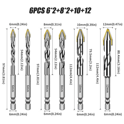 Hex Shank Core Drill Bit Set - Multi-Material Masonry Bits