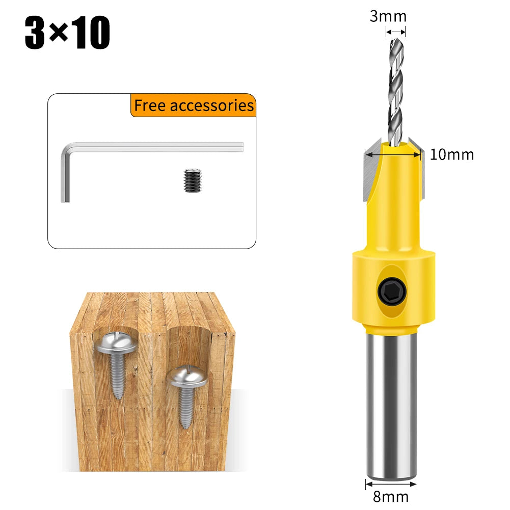 Woodworking Countersink Drill Bit – 8mm/12mm Alloy Step Drill