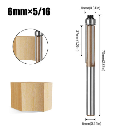 Flush Trim Router Bit – 6mm 3-Flute With Bearing