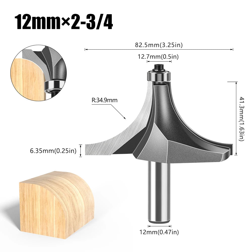 12mm shank round over router bit with bearing - image 7 of 27