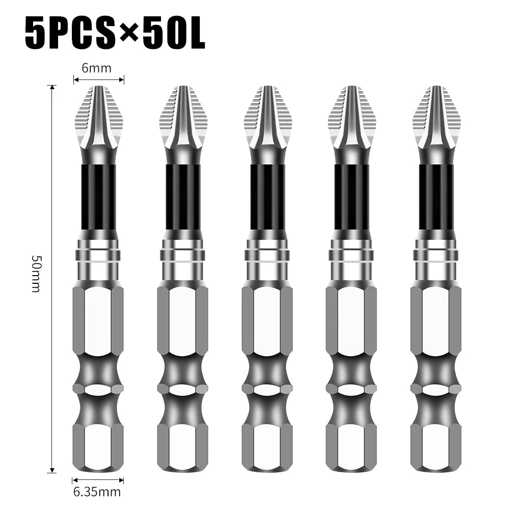 Non-Slip Magnetic Cross Head Screwdriver Bits - K5, 25-150mm Lengths