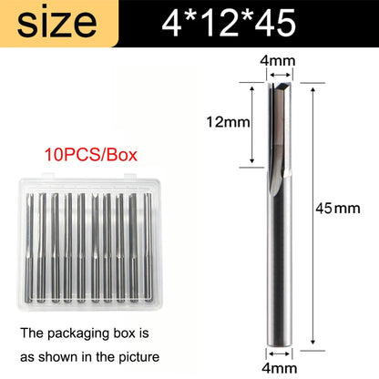 3.175mm Shank 2-Flute Straight End Mill - 10-Piece Engraving Bit Set