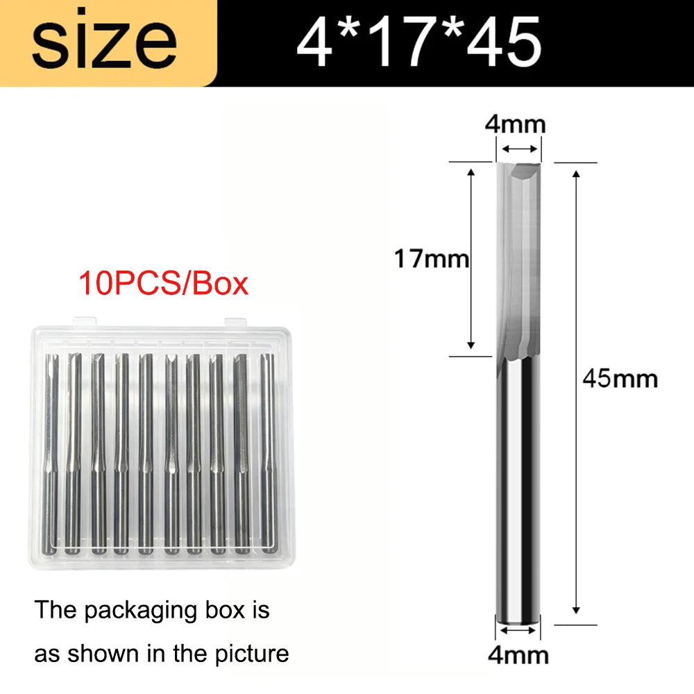 3.175mm Shank 2-Flute Straight End Mill - 10-Piece Engraving Bit Set