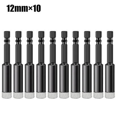Hex Shank Diamond Core Drill Bit Set - Dry Vacuum Brazed, 6-16mm