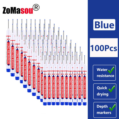 Waterproof Deep-Hole Marker Pens – 20mm Long Head, Carpenter Set
