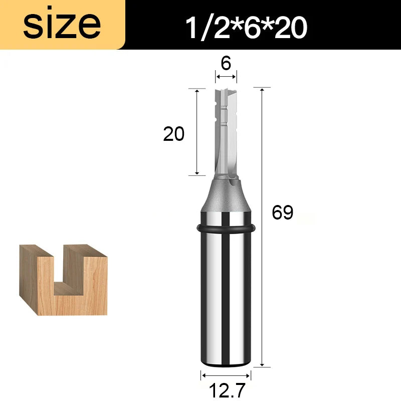 1/2in Shank 3-Flute Straight Router Bit - TCT Trimming & Slotting End Mill