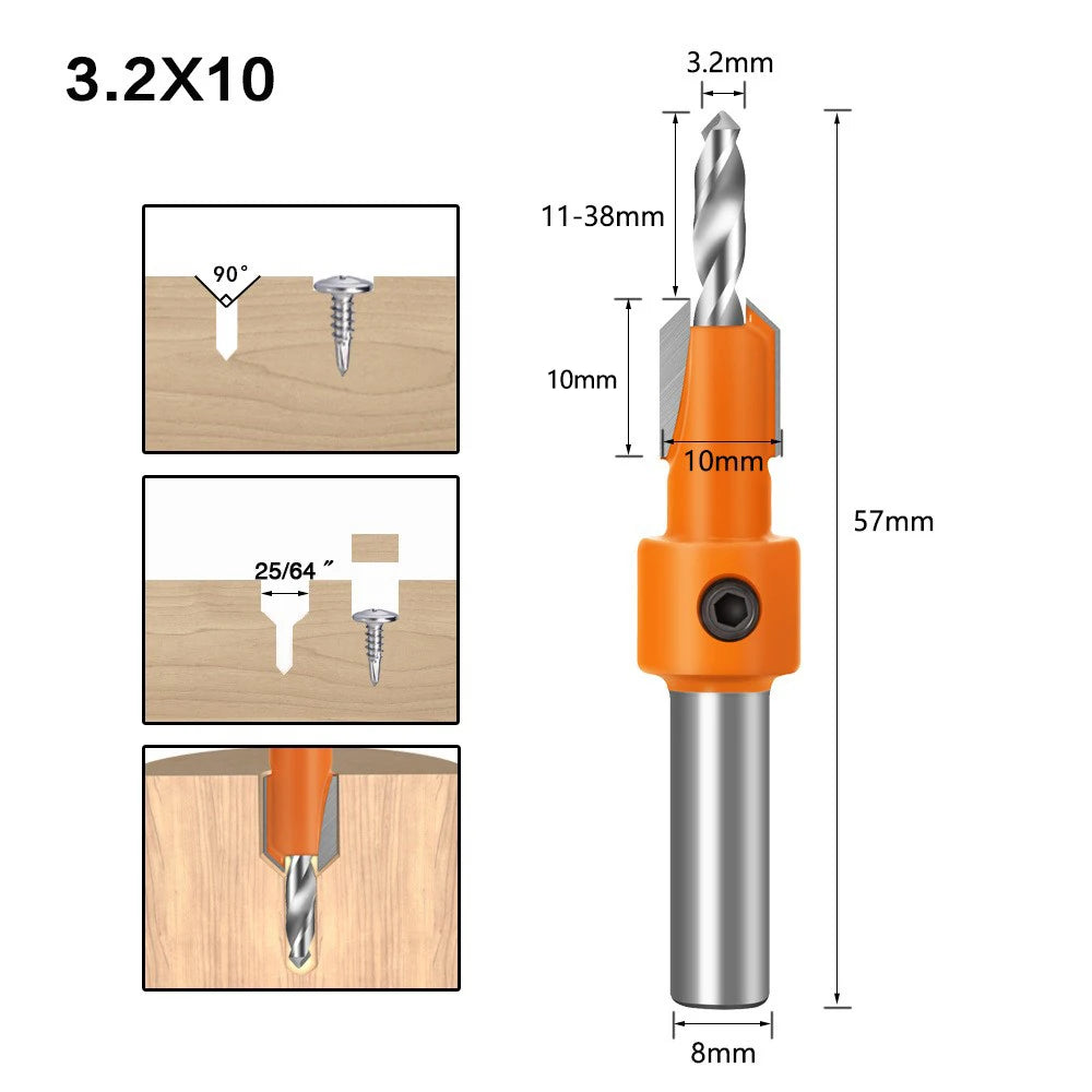 HSS Countersink Bit for Wood - 2.8-4mm, Single & 5-Piece Sets