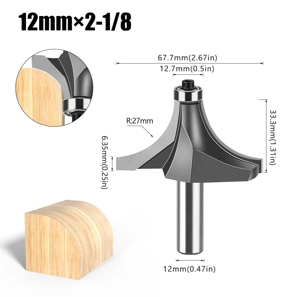 12mm shank round over router bit with bearing - image 17 of 27