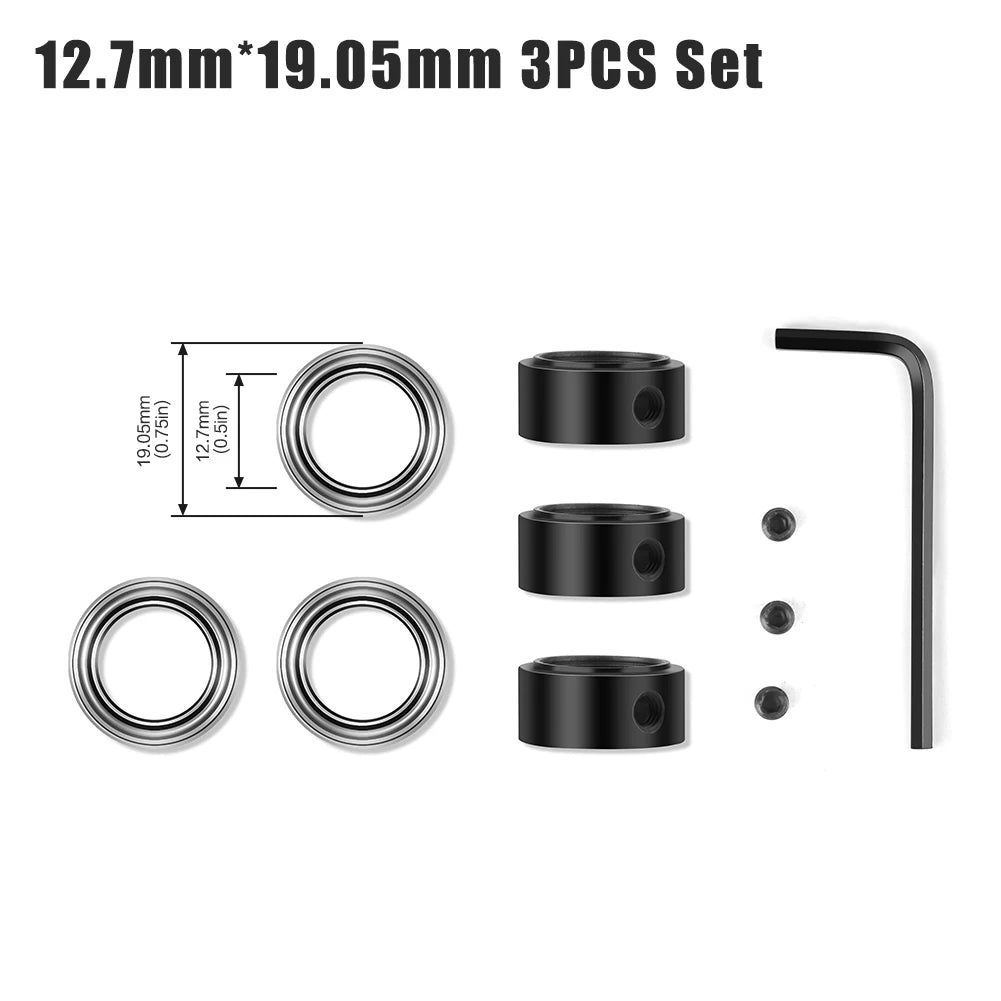 Top-Mounted Router Bit Bearings - Ball Bearing Guide Set, 4.76-12.7mm